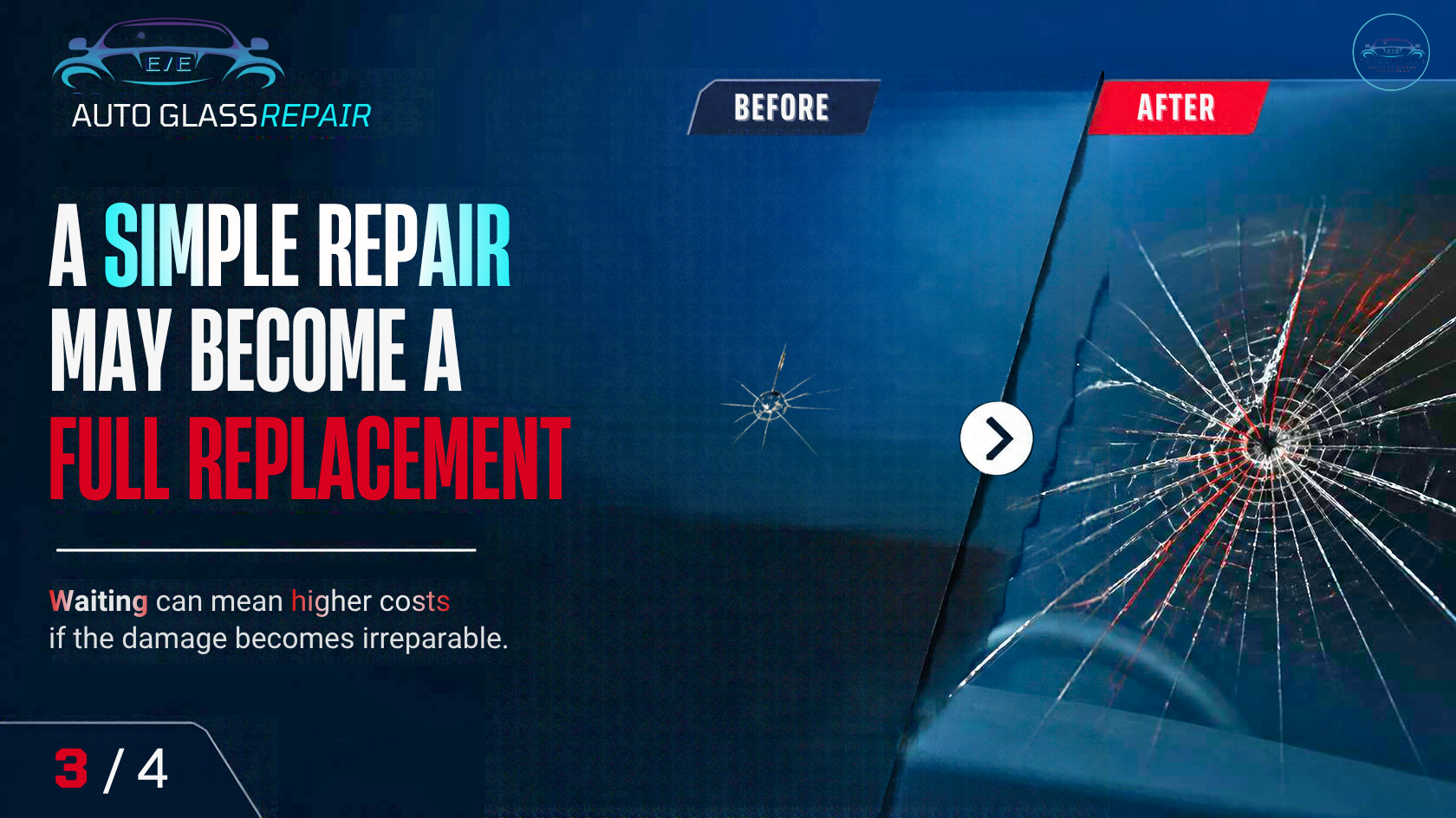 EE Auto Glass repair graphic, third in the sequence