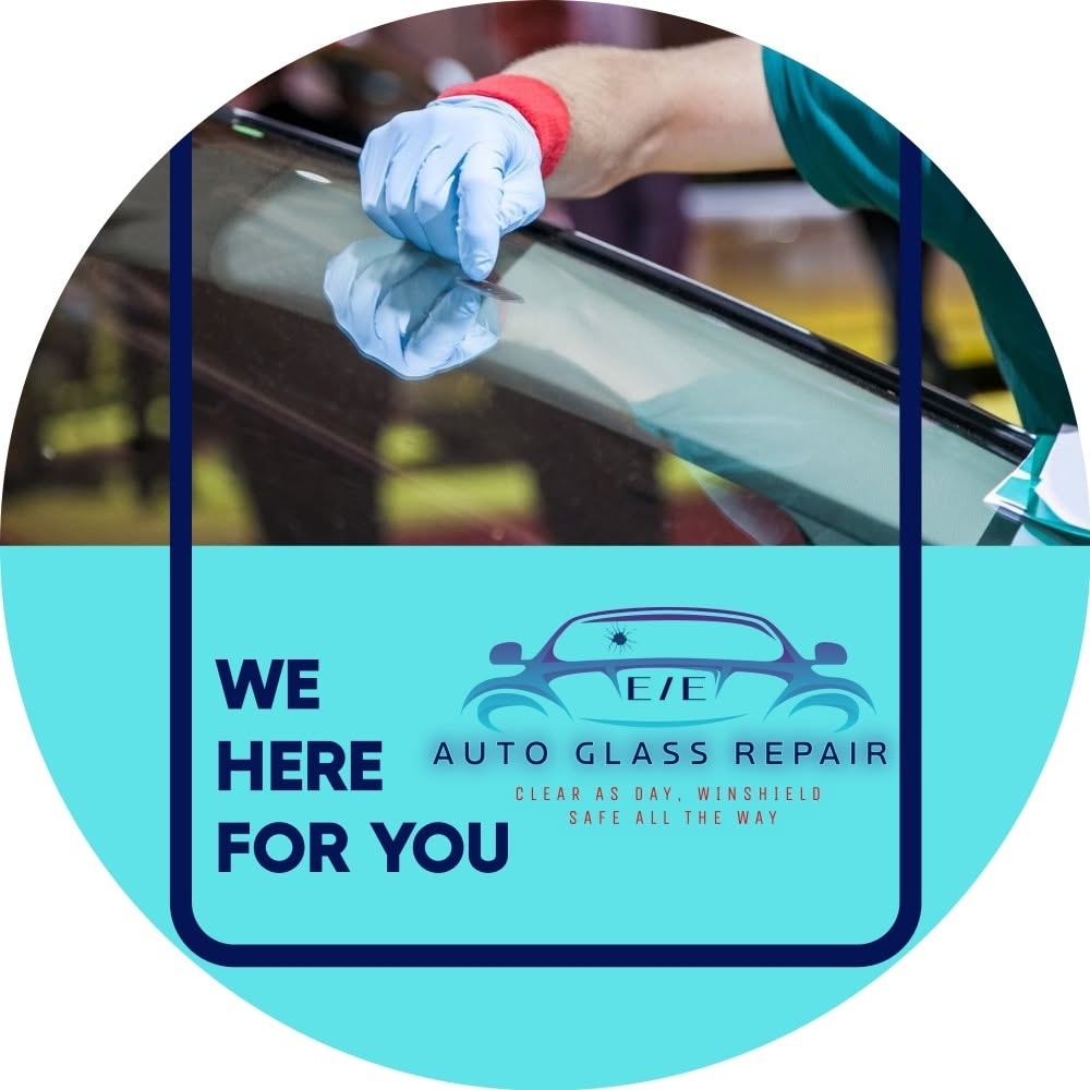 EE Auto Glass technician repairing windshield chip on-site